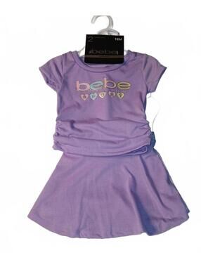 bebe Sport 2 Piece Set Baby Girl 12M Lavender T-Shirt and Skirt